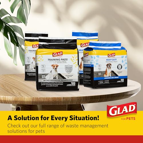 Glad for Pets Activated Carbon Puppy Training Pads with Anti-Microbial Technology, Odor Control Pee Mats for Dogs, 6-Layer Leak-Proof Heavy Duty Indoor Potty Pads, 23 x 23 Inches, 100 Count - 2 Pack - size: 100 Count (Pack of 2)
