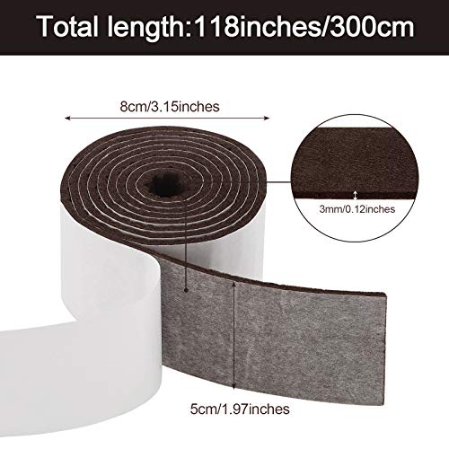 Shappy 2 Packs 120 x 2 x 0.12 Inch Felt Strips with Adhesive Backing Felt Tape Roll Non Slip Self Adhesive Cuttable Furniture Pads for Protecting Hardwood Floors, Chairs, Wall(Dark Brown) - size: 120 x 2 x 0.12 Inch