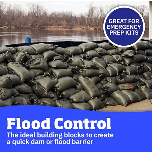 DURASACK Heavy Duty Sandbags with Ties, 14x26, Empty, Green, 6000 Count | Woven Polypropylene Sandbags for Flood Control with 1600 Hours of UV Protection, 50 lbs Capacity - color: Green, size: 6,000 Sandbags
