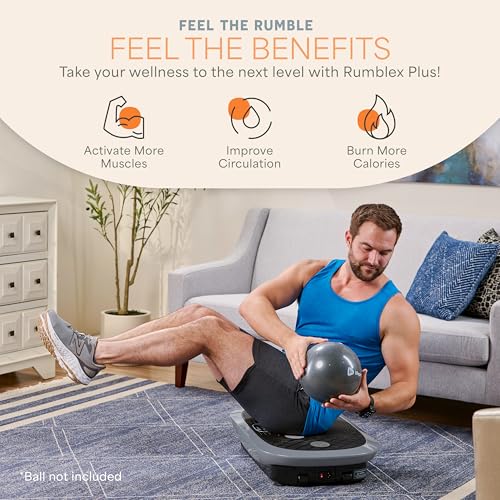 Lifepro Rumblex Plus/Pro 4D Vibration Plate Exercise Machine with 60 Speeds | 3 Motors, 7 Training Modes, Bluetooth Speaker, Wristband Remote — Vibration Plate for Lymphatic Drainage, Muscle Activation - color: Gray, size: Small