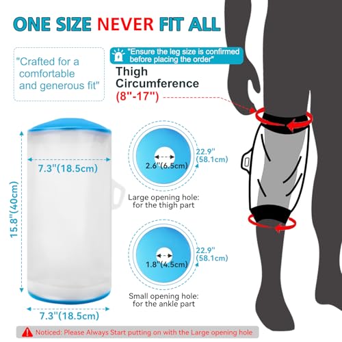 Asunby Waterproof Knee Cast Cover for Showering, Reusable Shower Sleeve for Knee After Surgery, Watertight Non-Slip Adult Fracture Protector Bag, Water Proof Medical Covers for Joint/Wound/Bandages - size: Adult Knee-M
