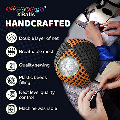 speevers Juggling Balls for Beginners and Professionals Set of 3, 14 Colors Available, 2 Layers of Net and Carry Case, Xballs Juggling Balls (Black - Orange, 4.2 oz) - color: Black - Orange, size: 4.2 oz