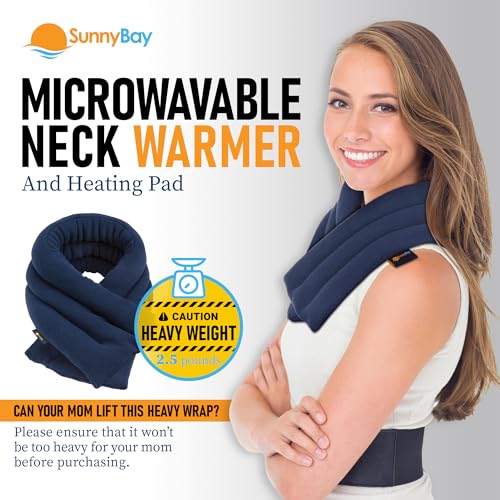 SunnyBay Microwave Heating Pad, 26" Long Microwavable Neck Wrap & Heat Pack for Moist Hot Therapy, Heated Neck Warmer for Neck, Shoulder & Back Pain Relief, Flaxseed Filling, 26x6, Navy Blue - color: 6x26 Unscented - Navy Blue