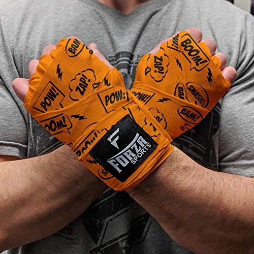 Forza Sports 180" Mexican Style Boxing and MMA Handwraps - color: Comic Book Orange