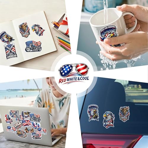 30 PCS USA Patriotic Stickers Pack, American Flag Vinyl Waterproof Sticker, July 4th Anniversary Independence Day Decals for Laptop Water Bottle Helmet Scrapbook Gifts for Adults Teen Student - color: Us Flag Sticker