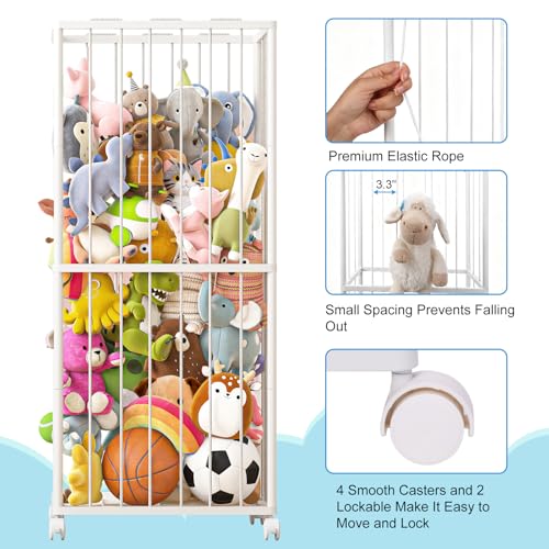 Stuffed Animal Storage Zoo Metal Toy Organizer 61x23.6x16.5in with Wheels - size: X-Large
