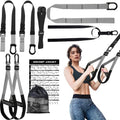 Home Resistance Training Kit | Full-Body Workout with Suspension Trainer Straps, Door Anchor, Handles, and Carrying Bag | Complete Home Gym Equipment - color: Grey