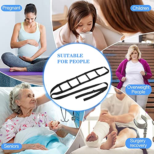 Pull Up Bed Ladder Assist,Assist Device with Handle Grips,Adjustable Length Bed Lift, Sit Up Helper Bed Assistance, Mobility Aid or Elderly, Senior, Injury Recovery Patient, Pregnant - color: Black 6 Hand Grips