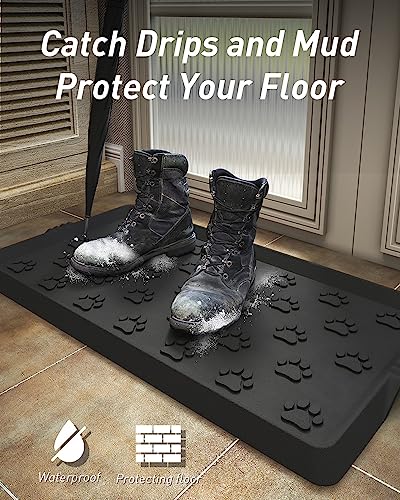 SUPENUIN Paw Pattern Boot Tray for Entryway Waterproof Rubber Mats for Dogs Multipurpose Shoe Mat Tray for Entryway Indoor Outdoor Multi Use Catch All Trays Shoe Storage 16x27.5 Inches - color: Paw, size: 16"x27.5"