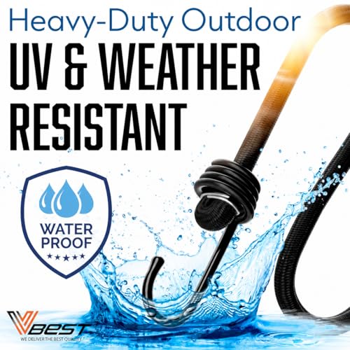 6 Piece Strong Bungee Cords with Hooks 36 Inch - Heavy Duty Outdoor Black Bungy Straps with Metal Hooks - 3ftt Bungie Chords Set UV & Weather Resistant - size: 6x36" - 6 Piece 3 ft