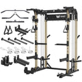 MAJOR FITNESS F22 Power Rack, 1600lbs All-in-One Squat Rack with Dual Pulley System, Heavy-Duty Steel Frame, Attachments & Storage for Home Gym Strength Training - color: Khaki, style: F22 (Rack Only)