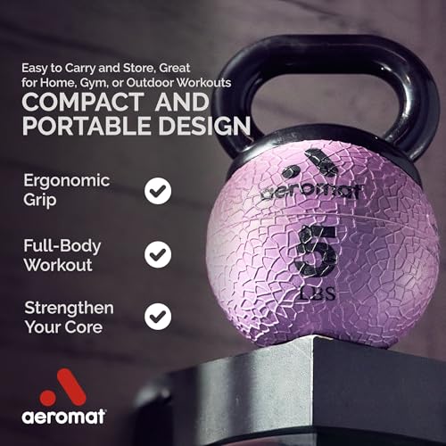 Aeromat Elite Mini Kettlebell Medicine Ball - 6" Diameter Weighted Exercise Ball for Training, Color-Coded Kettlebell Weight - color: Yellow