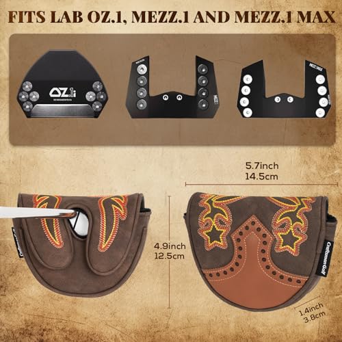 Craftsman Golf Cowboy Western Retro Brown Durable Golf Headcover Head Cover fits up to 460cc Driver for Fairway Wood Hybrids Rescue Putter Protector - style: OZ.1i OZ.1 MEZZ.1 MAX putter cover