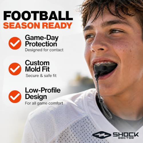 Shock Doctor Mouth Guard, Custom Fit Football Mouth Guard, Moldable Mouth Guard Boxing, Lacrosse, Hockey, MMA, Football & More, Mouthpiece, Mouthguard Sports, Adult - Strapless - size: Adult - STRAPLESS