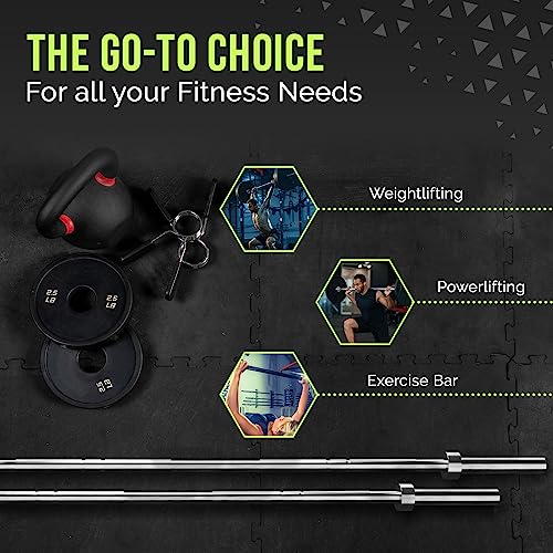 Rage Fitness Olympic Training Barbell (6FT) (15 Pound Weight) (300 LBS Capacity), Home Gym Fitness Equipment, Strength Training Workout Bar, Weight bar for Squats, Deadlift, Weightlifting, Bench Press
