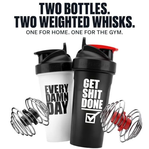 Hydra Cup ShakerShark [2 Pack] 28oz Protein Shaker Bottles, Weighted Whisk Nearly 3X Heavier than Standard Shaker Balls (Get it Done/Every Day, OG 2 Shaker Pack) - color: Get it Done/Every Day