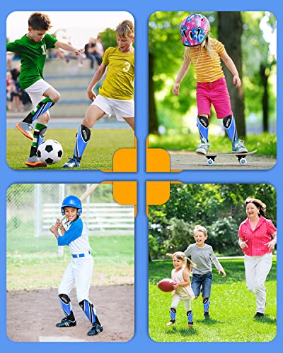 BROTOU Shin Guards Soccer Youth, Soccer Shin Guards for Kids 3-15, Light Weight Adjustable Straps Shin Pads Protection Equipment with Ankle and Leg Calf Protection - color: BLUE, size: Small