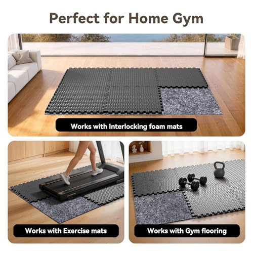 Non Slip Underlay for Interlocking Gym Mats, Prevents Foam Floor Mats from Sliding, Floor Grip Pad for Exercise Equipment Mats, Felt Anti Slip Mat with TPR Rubber Backing – 71"×94" (Fits 12 Tile) - size: 71"×94"