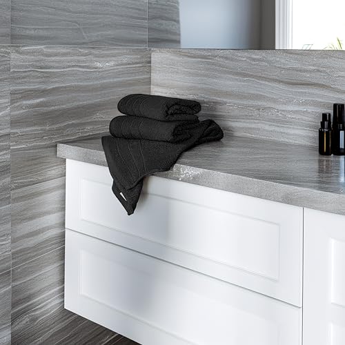 Tens Towels Pack of 6 Hand Towels, 100% Cotton, Lighter Weight, Quick to Dry, 16 x 28 Inches, Super Soft & Absorbent, Perfect for Bathroom & Kitchen, Black - color: Black