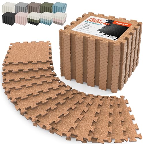 AIRHOP 18 PCS Gym Floor Mat, EVA Foam Puzzle Gym Mat, High-Density Interlocking Foam Floor Tiles for Home Gym, Play Workout Garage Kitchen Flooring 12.6"x12.6"x0.4" - color: Natural Wood, size: 18 Tiles | 18 Sq Ft