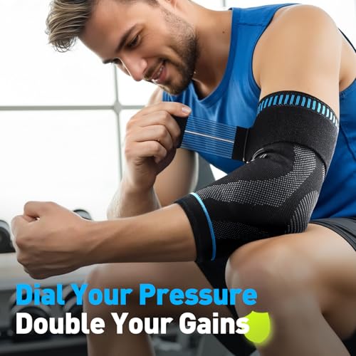 AGPTEK Elbow Compression Sleeve with 2 Gel Pads, Pain Relief Elbow Brace Tendonitis and Tennis Golfer's Elbow, Breathable Arm Sleeve Support for Tennis, Golf, Basketball, Weightlifting, XL - size: XL