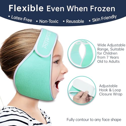 ZNÖCUETÖD Wisdom Teeth Ice Pack Face Head Wrap for Wisdom Teeth Removal Toothache Pain Relief, TMJ, Jaw Ice for Face Oral Surgery, Dental Implant with 4 Reusable Hot Cold Gel Packs (Mint Green) - color: Mint Green