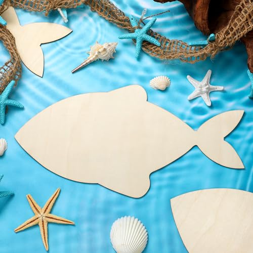 Anglechic 12 Pack 12 Inch Fish Craft Blank Fish Cutout Unfinished Wood Fishes Slices Wooden Fishes for Crafts Shaped Ornaments Door Hanger Decor for Outdoor Home House Wall Decor - color: Fish