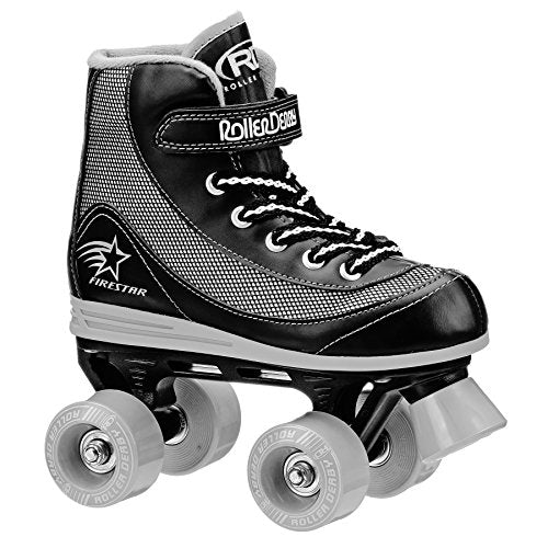 Roller Derby Firestar Youth Skates for Girls, Boys, Beginners, Kids - color: Black/Gray, size: 13