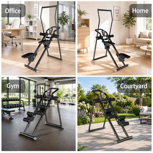 Stair Stepper Ab Machine for Home Gym, Multi-functional Full-Body Workout Equipment, Compact Folding Stair Climber with Oversized Pedal, 90% Pre-Assembled Stairmaster