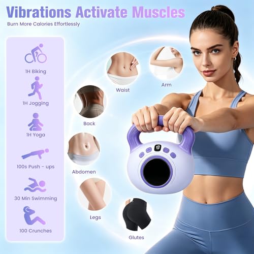 Electric Vibration Kettlebell for Men Women – 35-Level Fitness Weight with 9 Modes, Full Body Sculpting Exercise Machine, Muscle Toning Gym Equipment with Anti-Slip ABS Handle