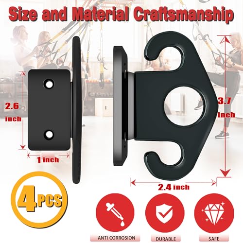 4 PCS Resistance Band Wall Anchors, Exercise Band Wall Anchor, Gym Wall Hooks for Resistance Bands, Workout Wall Mount Anchor for Physical Therapy and Small Space Home - Black - color: Black