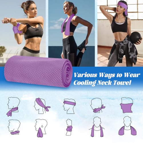 PAWPRO 4 Packs Cooling Towels(40"x12"), Soft Breathable Cooling Towels for Neck and Face with Waterproof Bag & Carabiner,Microfiber Cooling Towel for Yoga, Sport,Gym,Camping (Multicolor-3) - color: Multicolor-3