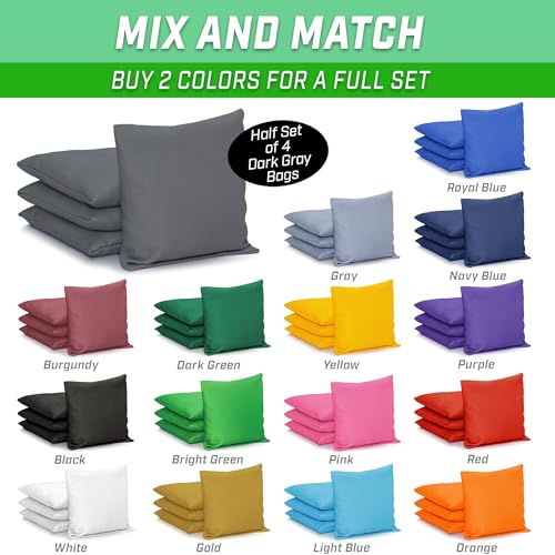 GoSports Classic Cornhole Bean Bags Set of 4-16 Colors Available - Regulation All Weather, Mix and Match - color: Dark Gray