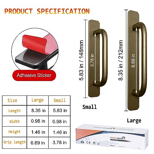 Self-Stick Instant Cabinet Handles - 2pcs Aluminum Alloy Drawer Pulls Helper with Adhesive Door Handle for Kitchen Cabinet Drawer Window Sliding Closet (5.83", Brushed Bronze) - color: Brushed Bronze, size: Small (5.83")