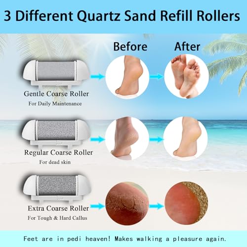 Callus Remover for Feet, 13-in-1 Professional Pedicure Tools Foot Care Kit, Foot Scrubber Electric Feet File Pedi for Hard Cracked Dry Dead Skin, 3 Rollers, 2 Speed, Battery Display (White&Blue) - style: White&Blue