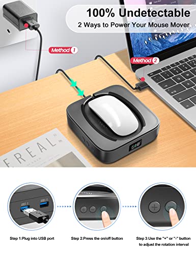 Meatanty Mouse Mover Undetectable, Super-Silent Mouse Jiggler Device Move Randomly, Automatic Wiggler Shaker Giggler, Adjustable Interval Timer, Keep Computer Laptop Active for Office Home Remote Work - style: Mechanical Mouse Jiggler