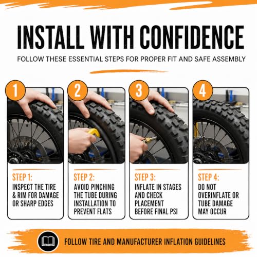 Rippin Moto 90/100-14 (3.0-14) Heavy Duty 14" Dirt Bike Inner Tube - 3mm Thick, TR4 Valve, Fits Most 14" Pit Bike & Motocross Tires (3.0x14)