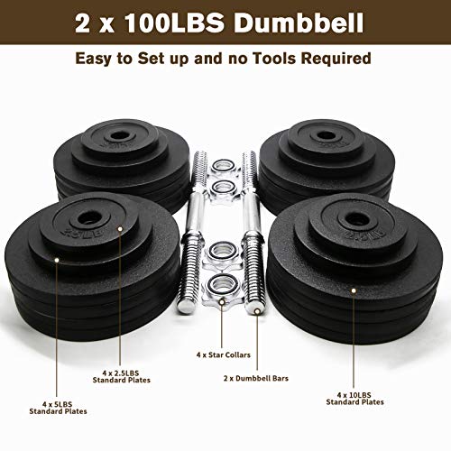 One Pair of Adjustable Dumbbells Kits-200lbs(2x100lbs)