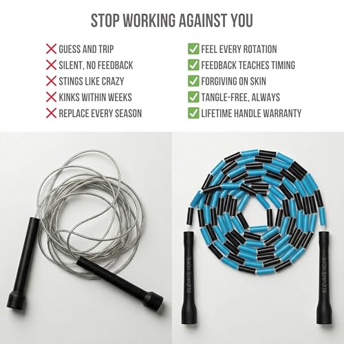 Pro-Grade Beaded Jump Rope for Beginners - color: Black/Blue