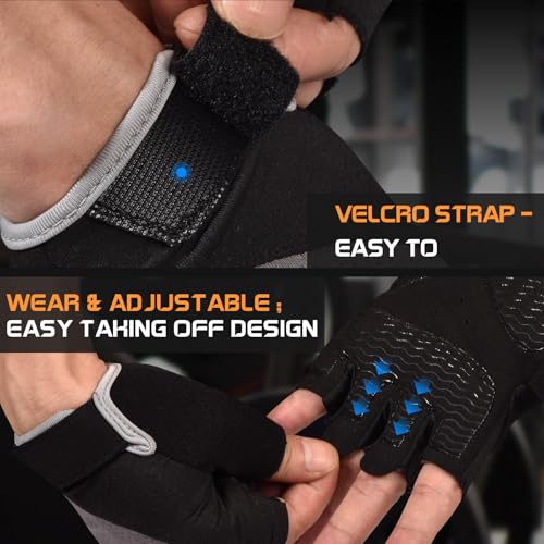 sunnex Workout Gloves for Women - Breathable Weight Lifting Gloves with Non-Slip Silicone Padding, Fingerless Gym Gloves for Cycling, Rowing, Pull Ups & Training (4 Sizes) - color: JS-GREY, size: Medium