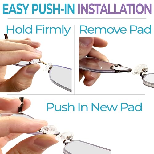 GMS Optical Push in Silicone Nose Pads for Glasses | 15mm Medium, 8.2mm Wide Width | Non Slip Nose Grips, Eyeglass Accessories for Glasses & Sunglasses, Provides Comfort & Stability (5 Pairs, Clear) - size: (M) 15mm - 5 Pairs