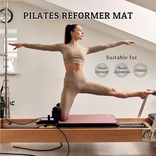 Non-Slip Pilates Reformer Mat, 1.2 mm Thick, 39 x 24 inch | Foldable Lightweight Pilates Reformer Machine Exerxise Mat Towel Cover for Gym Fitness - color: Pink