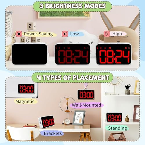PERSUPER Kitchen Digital Timer, Count Down Up, Rechargeable, Vibration Mode Adjustable Volume and Brightness LED Display, Time Management Cook, Desk, Kids Adults Study Teaching, Kitchen Gadgets Red-1 - color: Red-1