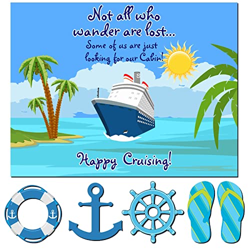 Kanayu 6 Pcs Cabin Cruise Door Decorations Magnetic Large Ship Decorations Magnets Anchor Cruise Decor Car Fridge Magnet Decal for Carnival Stateroom Door - style: Cabin