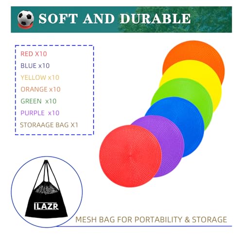 Spot Markers 4 Inch 9 Inch Non Slip Rubber Floor Markers Flat Field Cones Poly Dots for Classroom Dance Sports Soccer Basketball Speed Agility Training - style: 4inch 60pcs