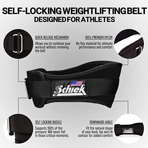 Schiek Sports 2006 Nylon 6 Inches Weight Lifting Belt - Support Belt for Power Lifting - color: Black, size: Small