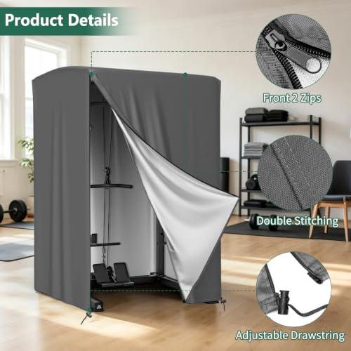 AKEfit Strength Training Cover, Waterproof & Dustproof Gym Rack Cover with Zipper,Fit for Indoor and Outdoor - color: Gray, size: 69''Lx47''Wx84''H