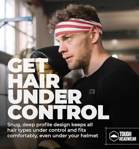 Tough Headwear Mens Headband | Sweat Headbands for Men Women Working Out Running Sports – Athletic Sweat Band Exercise - color: (1 pack) USA Flag