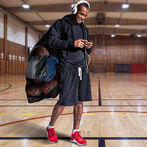 BROTOU Extra Large Mesh Ball Bag, Drawstring Socce Bag for Coach, Use for Basketball, Volleyball, Baseball, Mesh Equipmenbag with Adjustable and Portable Strap - size: 18" x 28"
