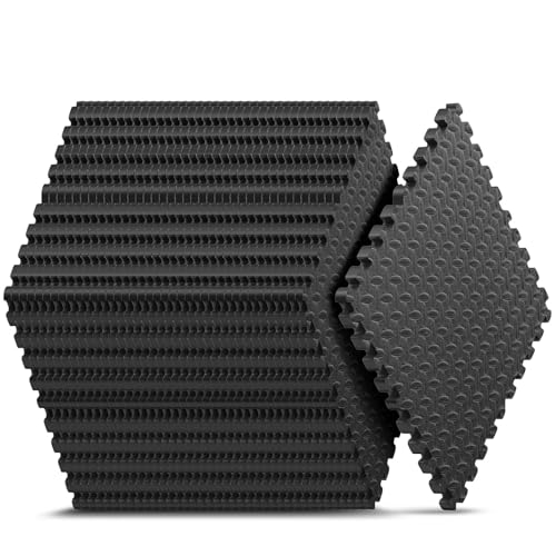 36 Pack 144 sqft Home Gym Mat, Puzzle Exercise Mat, EVA Interlocking Foam Floor Tiles for Home Workout Equipment and Kids' Play Areas - Blue, 24 in x 24 in x ½ in - (Black, 36 Pack (144 SQ FT)) - color: Black, size: 36 Pack(144 SF)